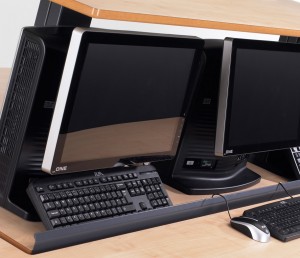 ICT table with concealed hardware